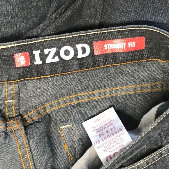 IZOD DENIM JEANS  34W 30L (#IZ23)  LIKE NEW - DARK DENIM - Picture 5 of 7